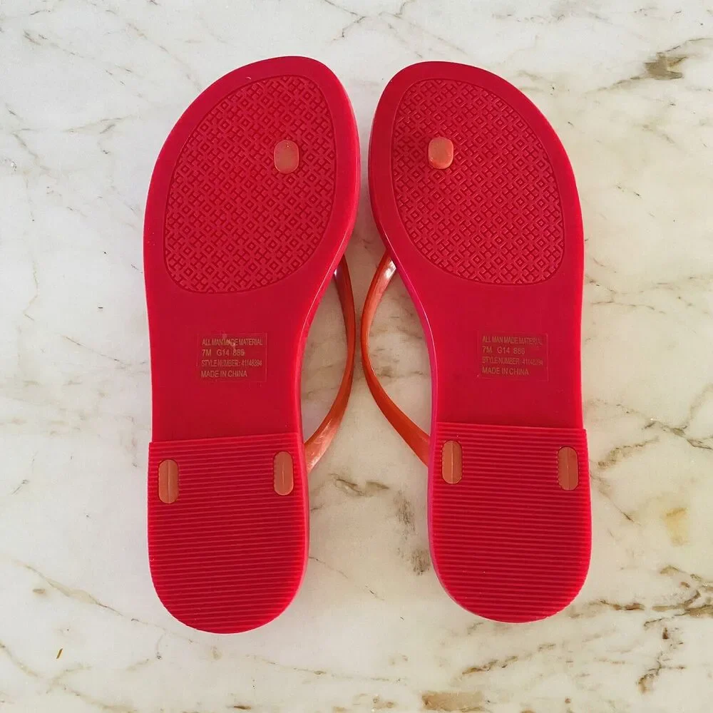 TORY BURCH Solid Red Jelly Thong Sandal - US 7